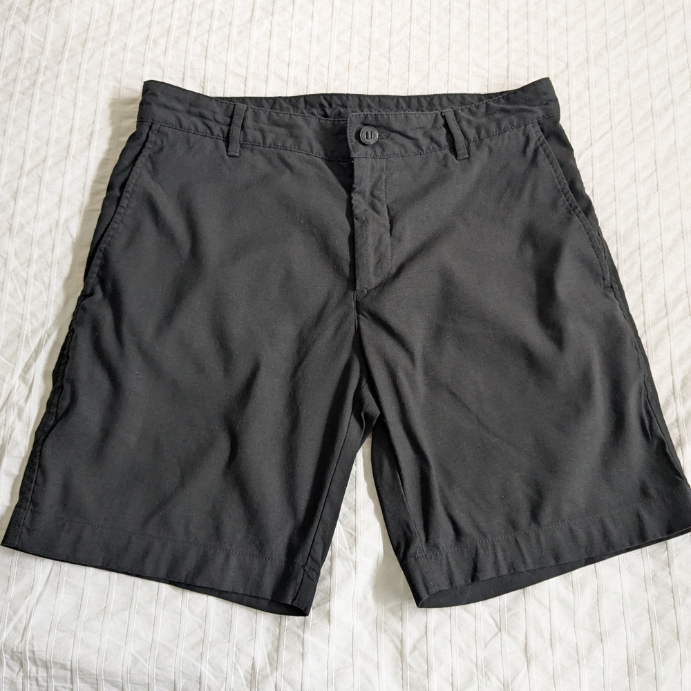 Black Flat Front Knee-Length Shorts